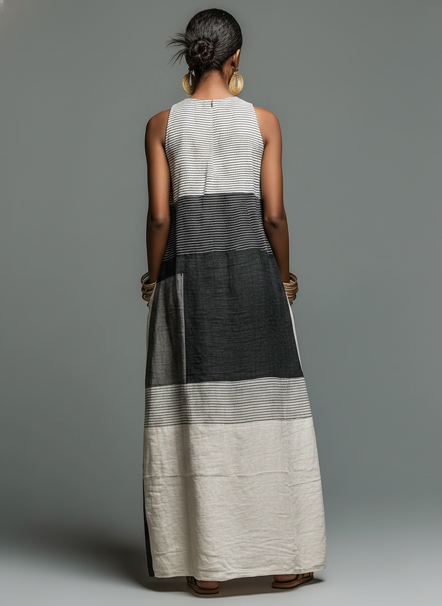 Jynnie - Sleeveless Striped Maxi Dress