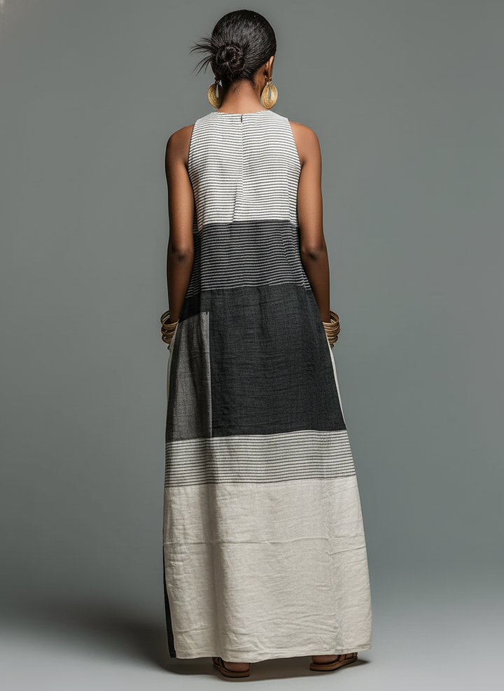 Jynnie - Sleeveless Striped Maxi Dress