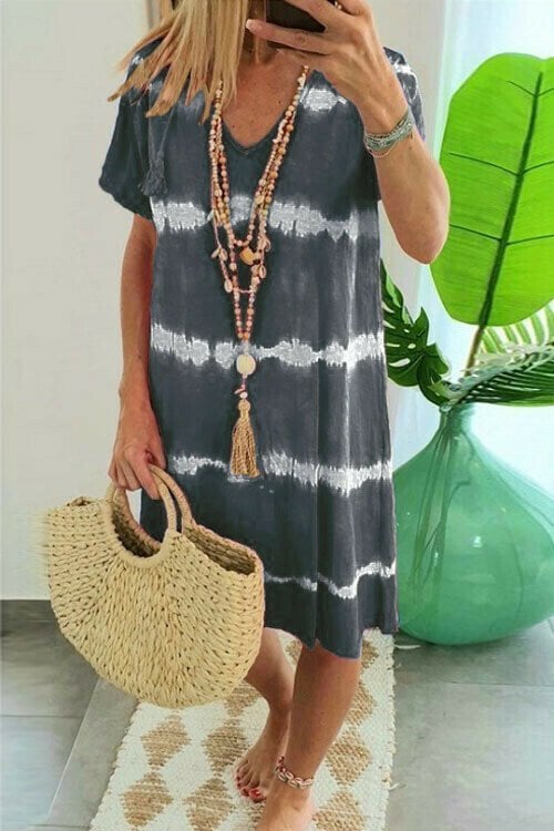 Karlaa - Summer Batik Striped Loose Dress