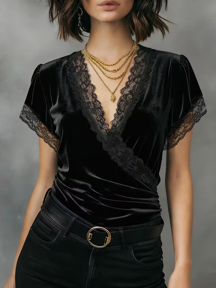 Jalisa - Vintage Swan Velvet Blouse