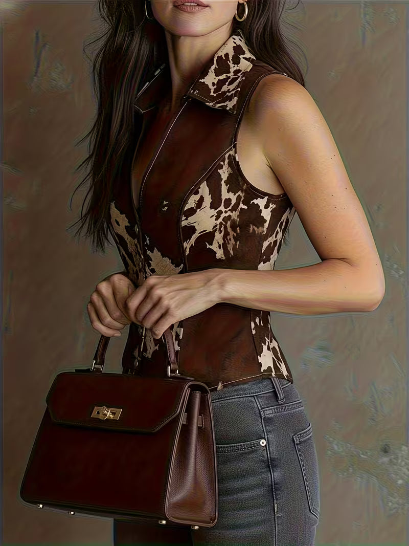 Laong  - Turn-Collar Suede Single-Breasted Slim Vest