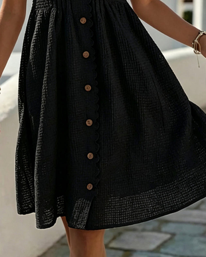 Deneke - Sunflower Lace Patchwork Balloon Sleeve Dress