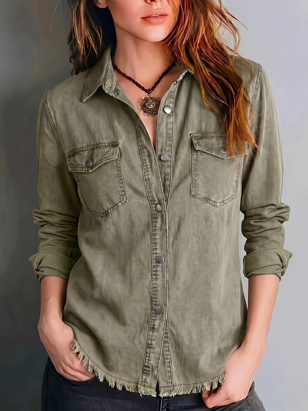 Blazka - Stylish Button Front Shirt With Pocket