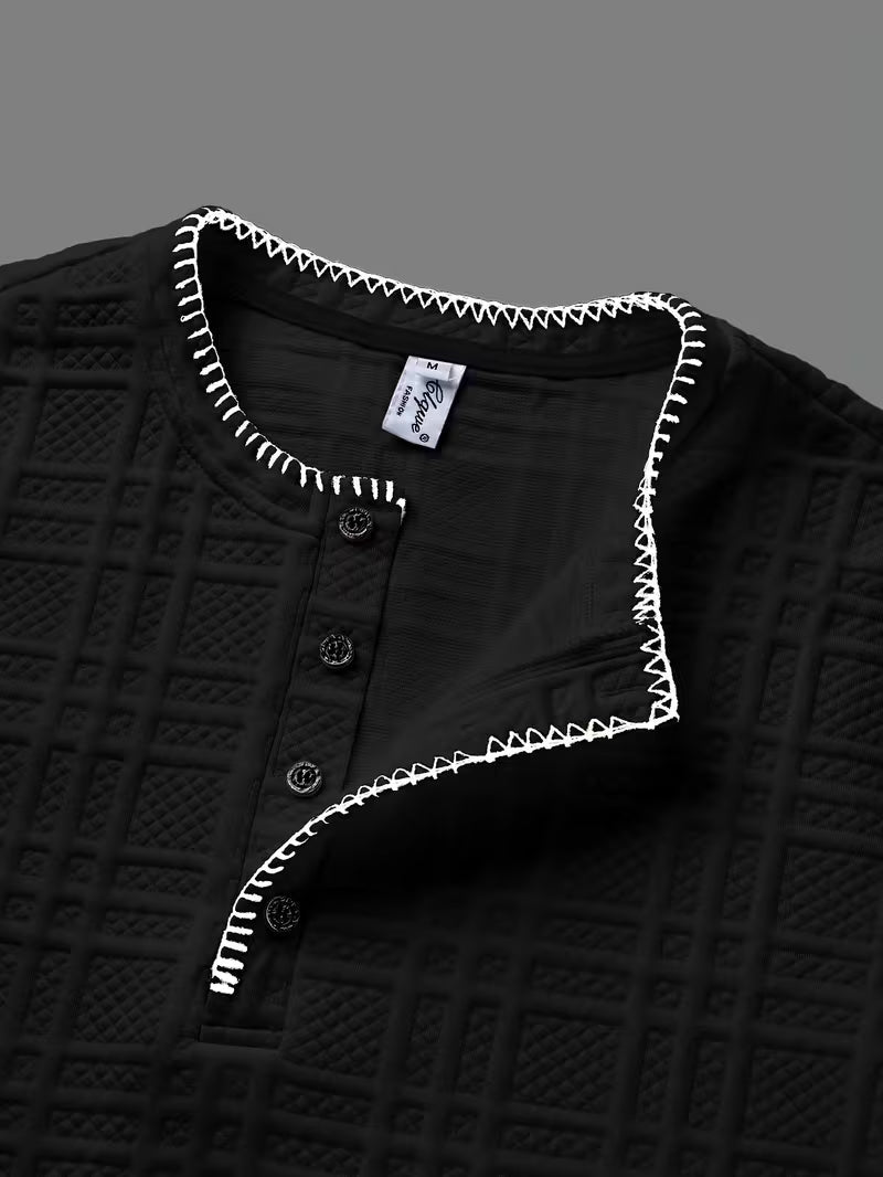 Layton - Textured Short Sleeve Henley T-Shirt