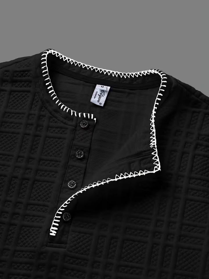 Layton - Textured Short Sleeve Henley T-Shirt