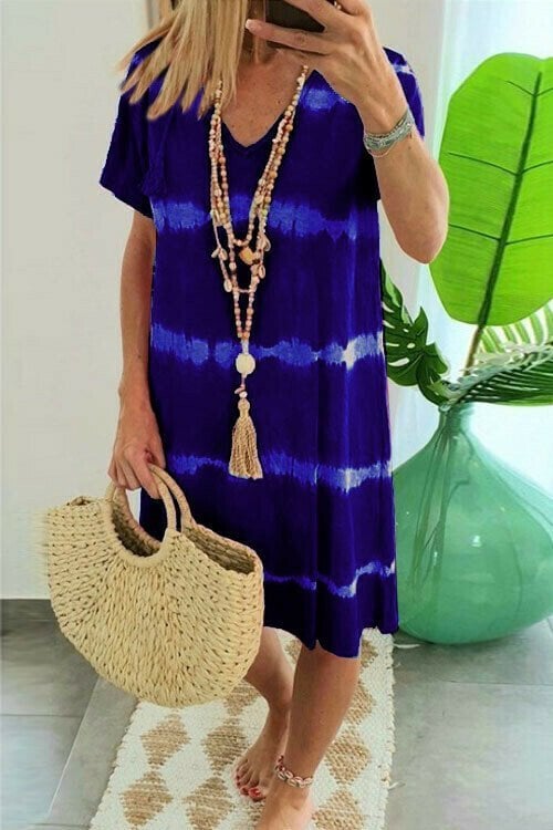 Karlaa - Summer Batik Striped Loose Dress