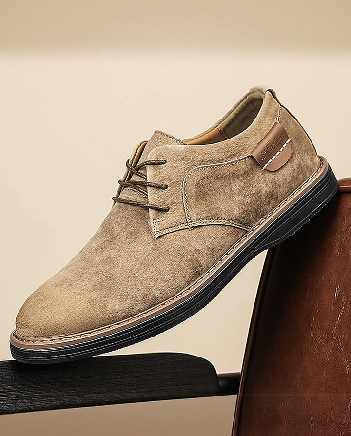 Falkian - Suede Lace-Up Shoes With Contrast Stitching