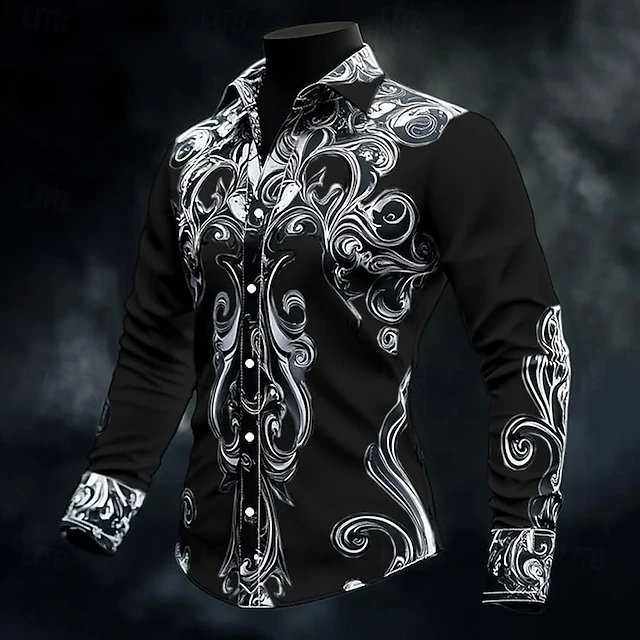 Leighton - Vintage Baroque Pattern Button-Up Shirt