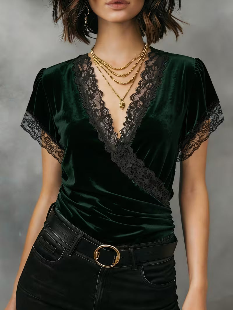 Jalisa - Vintage Swan Velvet Blouse