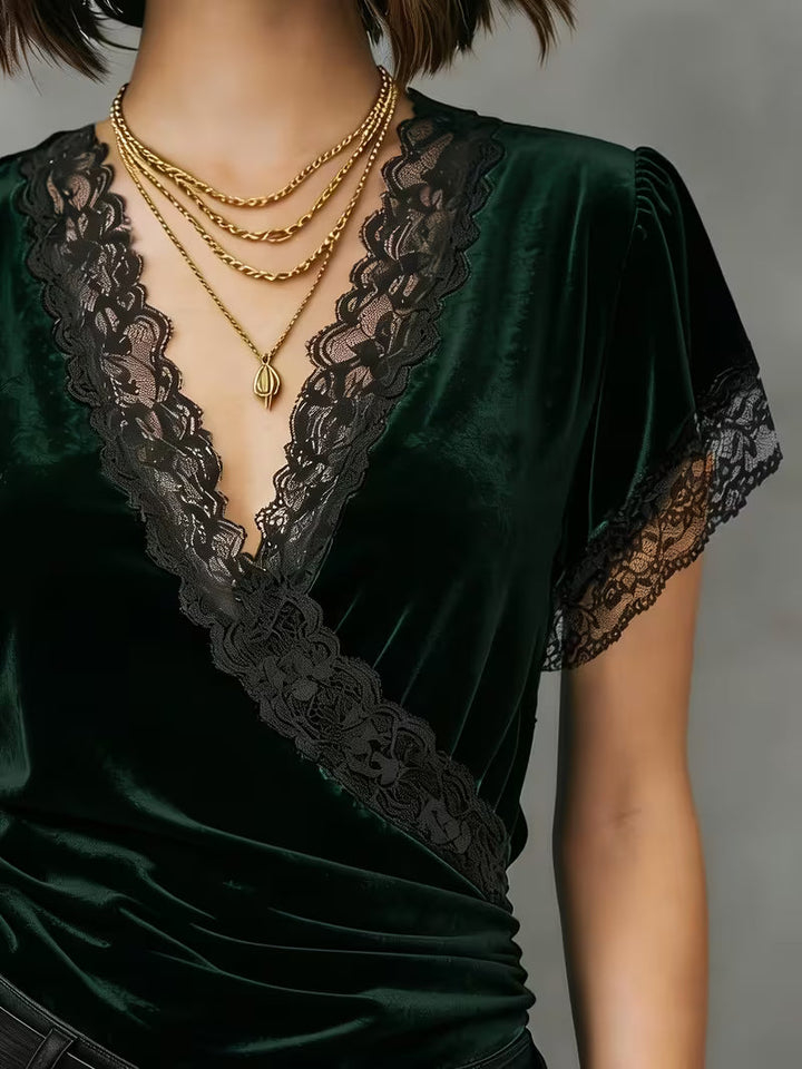 Jalisa - Vintage Swan Velvet Blouse
