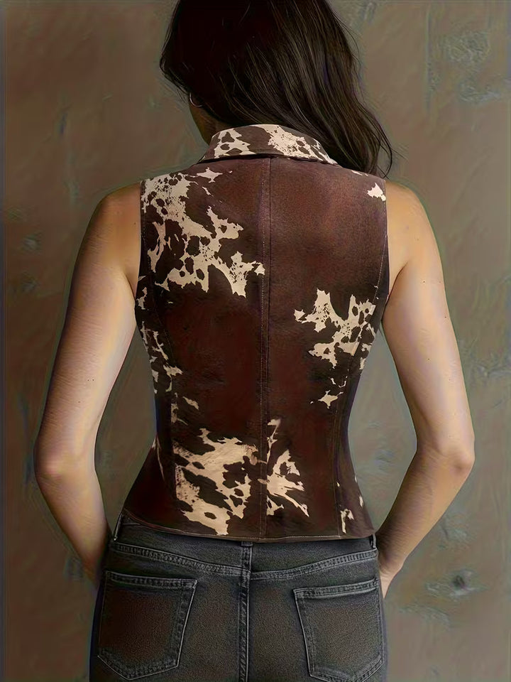 Laong  - Turn-Collar Suede Single-Breasted Slim Vest