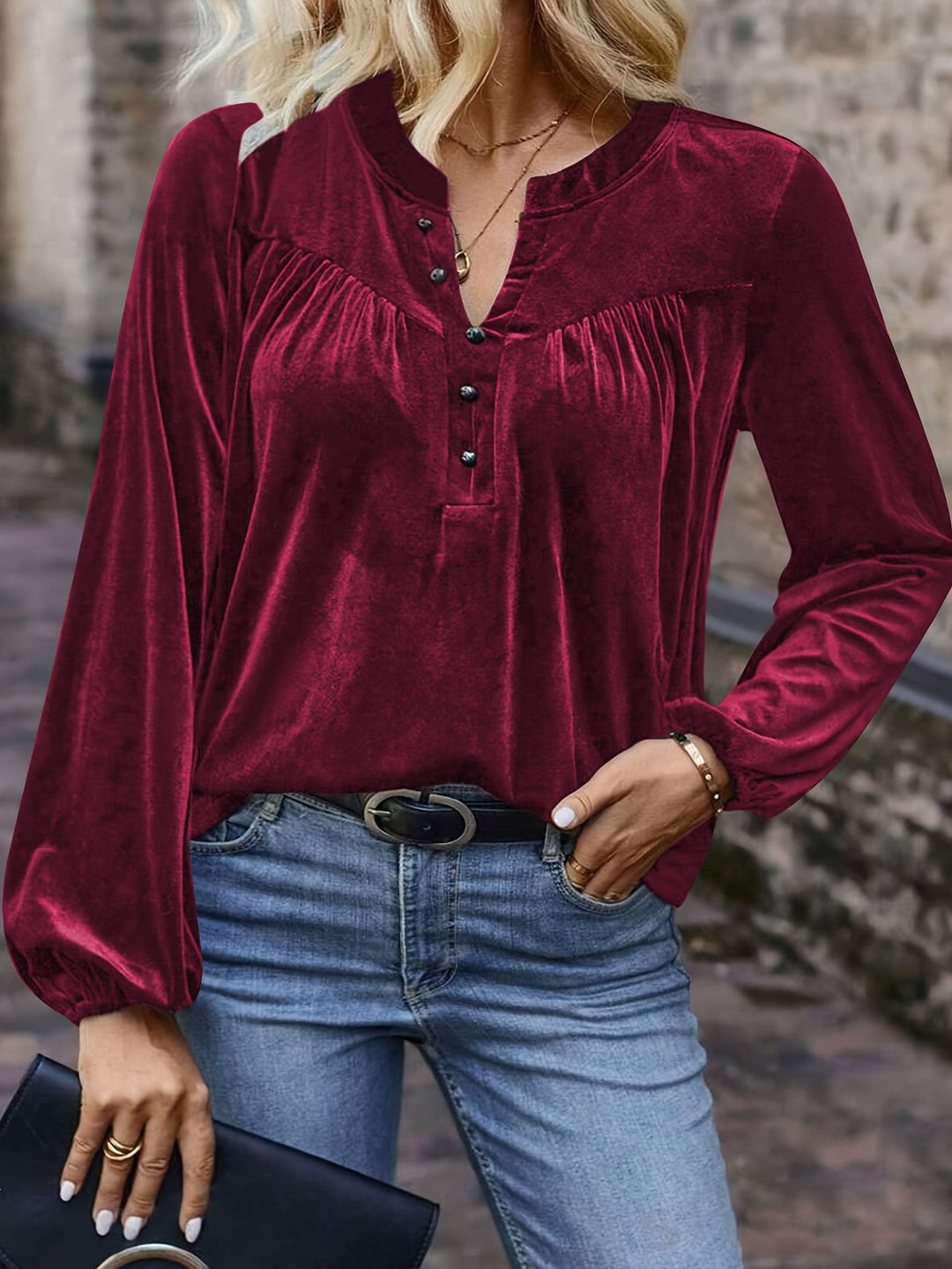 Ramina - Elegant Lantern Long Sleeved Shirt