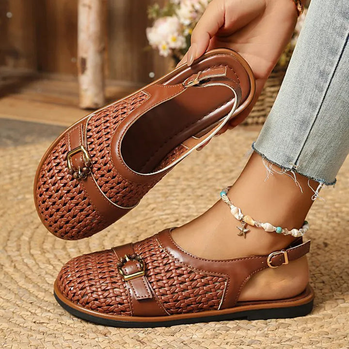 Ghie - Breathable Woven Flat Sandals