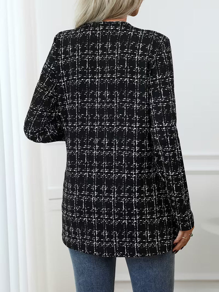 Raffine - Plaid Open Front Longline Jacket