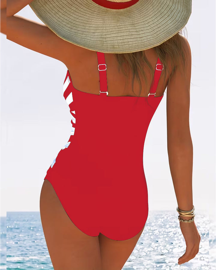 Sulinna - Casual One-piece Striped Swimsuit