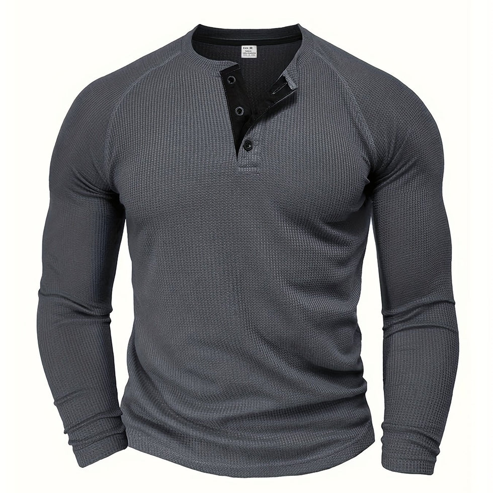Jarik - Textured Long Sleeve Henley T-Shirt