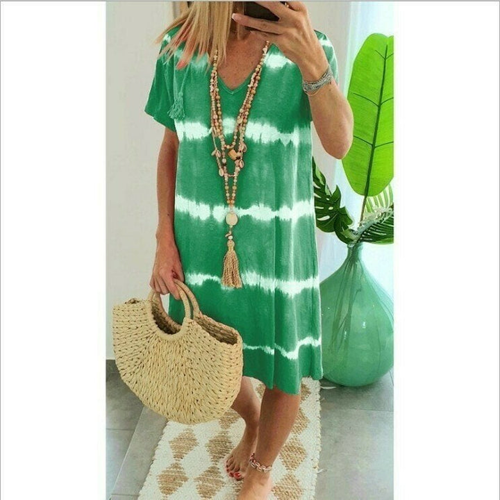 Karlaa - Summer Batik Striped Loose Dress