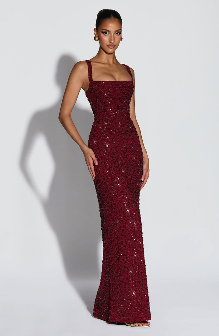 Rekina - Sequin Square Neck Maxi Dress