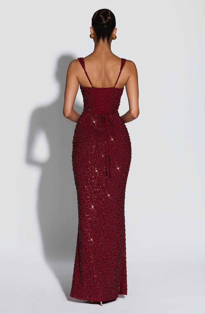 Rekina - Sequin Square Neck Maxi Dress