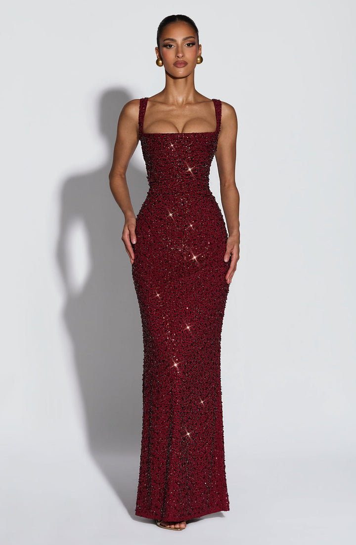 Rekina - Sequin Square Neck Maxi Dress