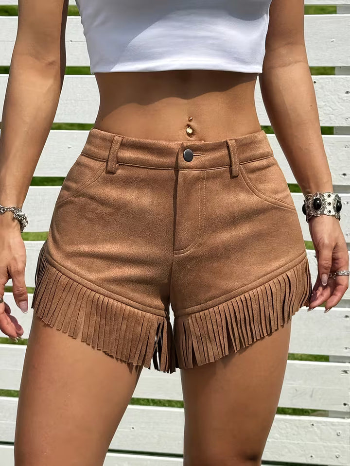 Wiliya - Vintage Fringe Low-Rise Shorts