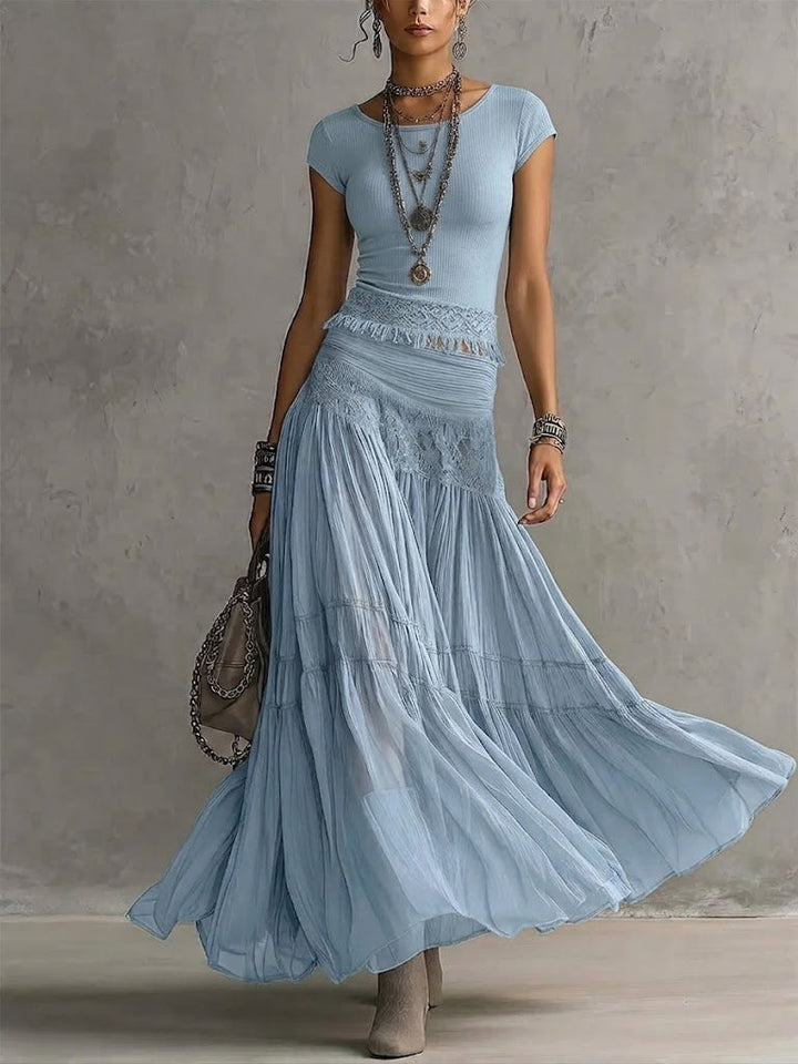 Kylisa - Elegant Top And Boho Skirt Set