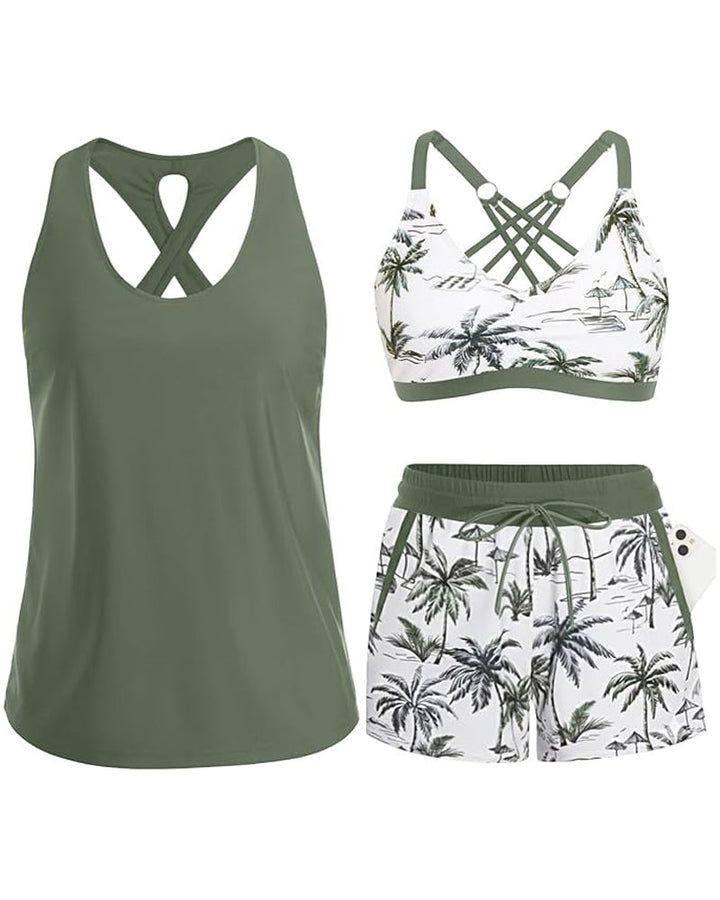 Meaghan - Three Piece Tankini And Cover-up Set