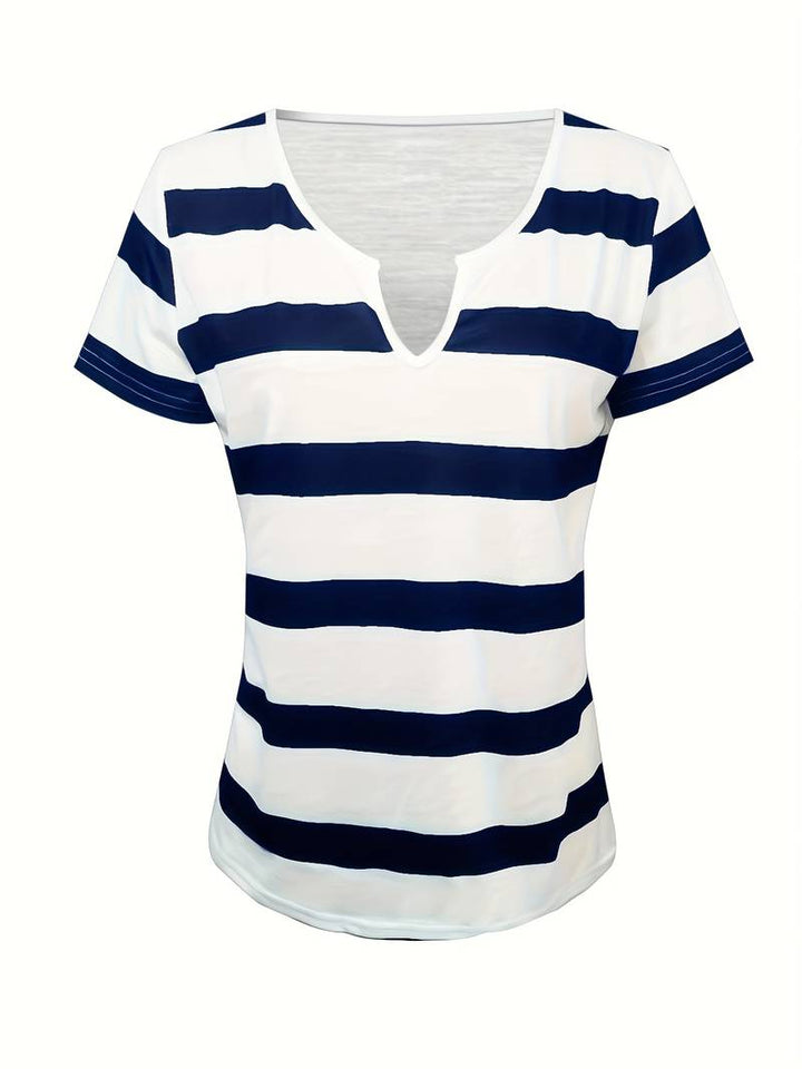 Kiley - Elegant Short Sleeve Striped T-Shirt