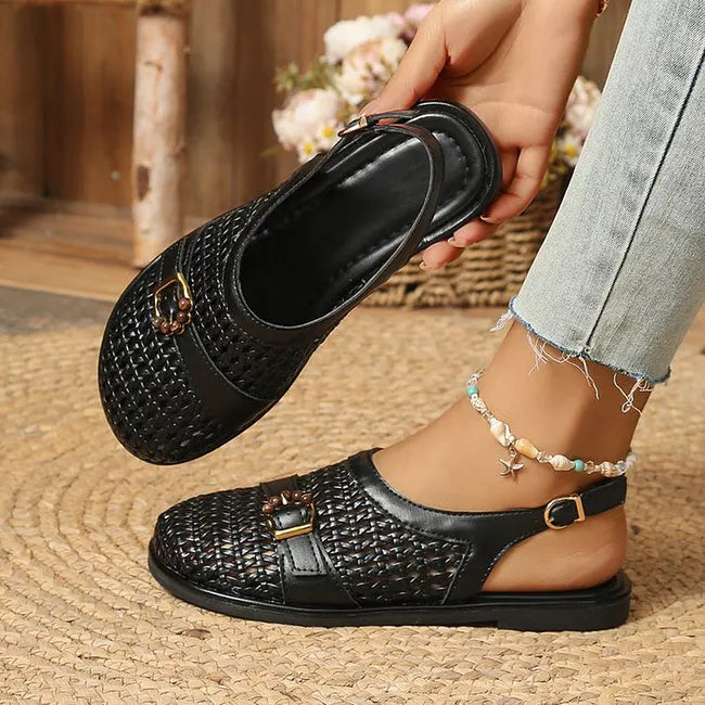 Ghie - Breathable Woven Flat Sandals