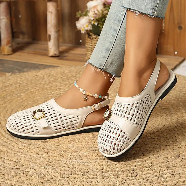 Ghie - Breathable Woven Flat Sandals