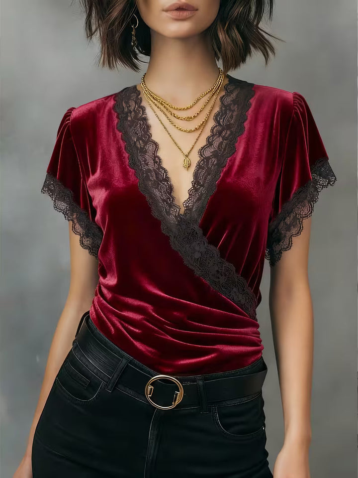 Jalisa - Vintage Swan Velvet Blouse