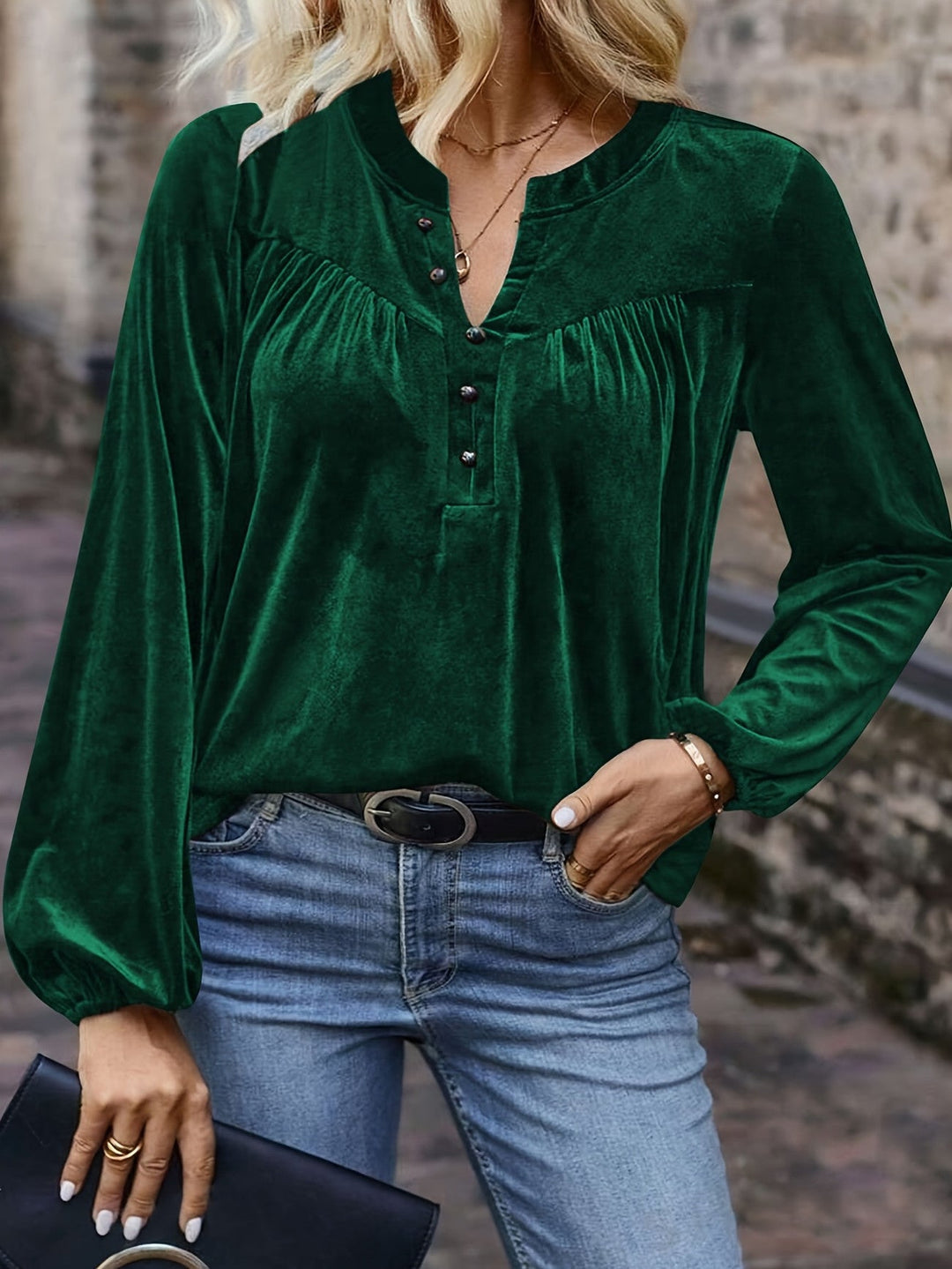 Ramina - Elegant Lantern Long Sleeved Shirt