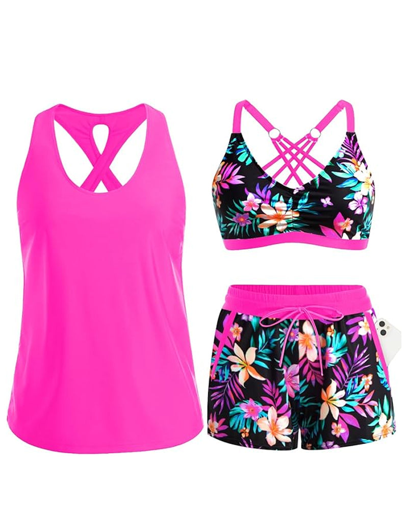 Meaghan - Three Piece Tankini And Cover-up Set