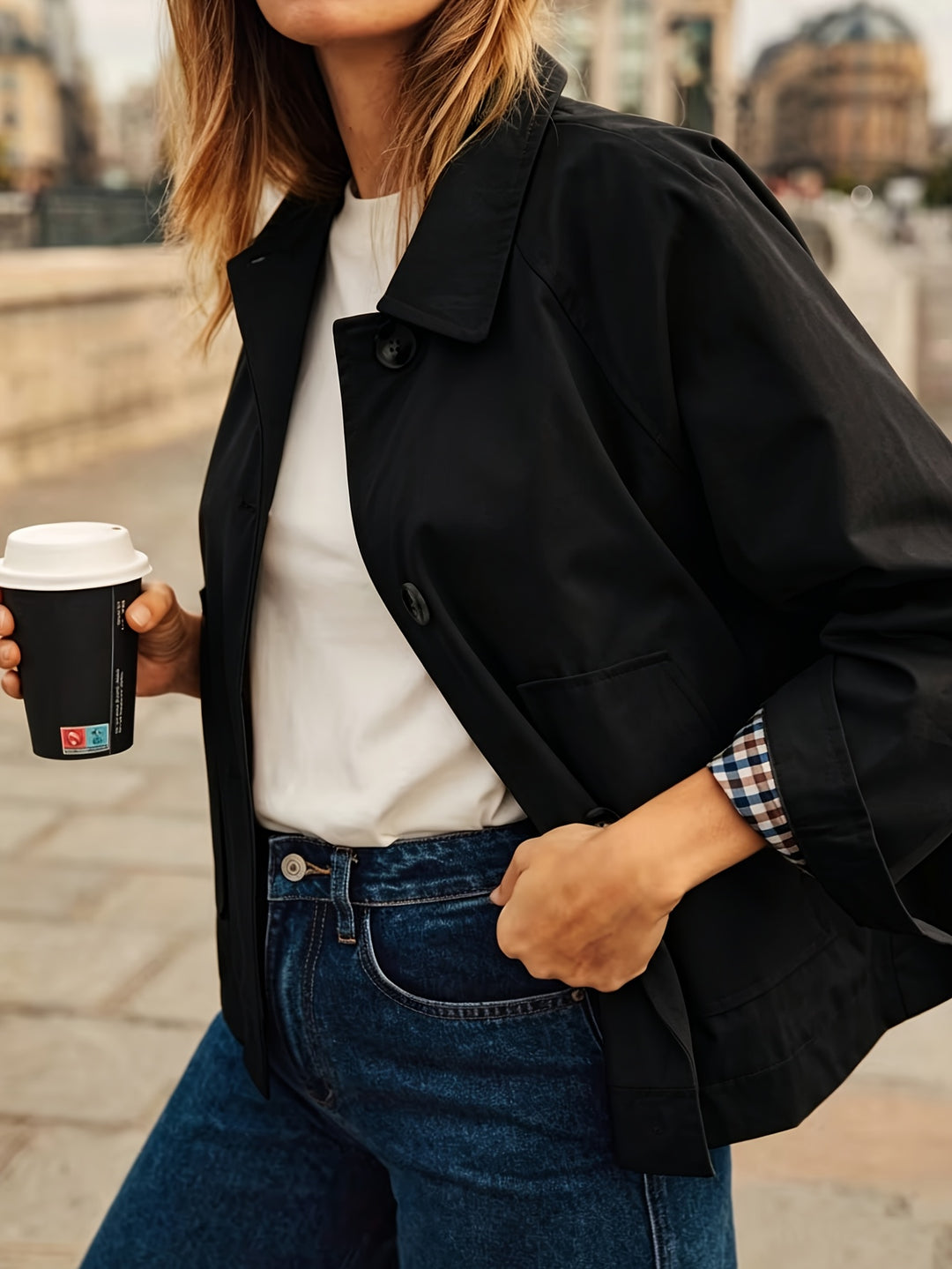 Alyona - Stylish Long Sleeve Jacket With Button