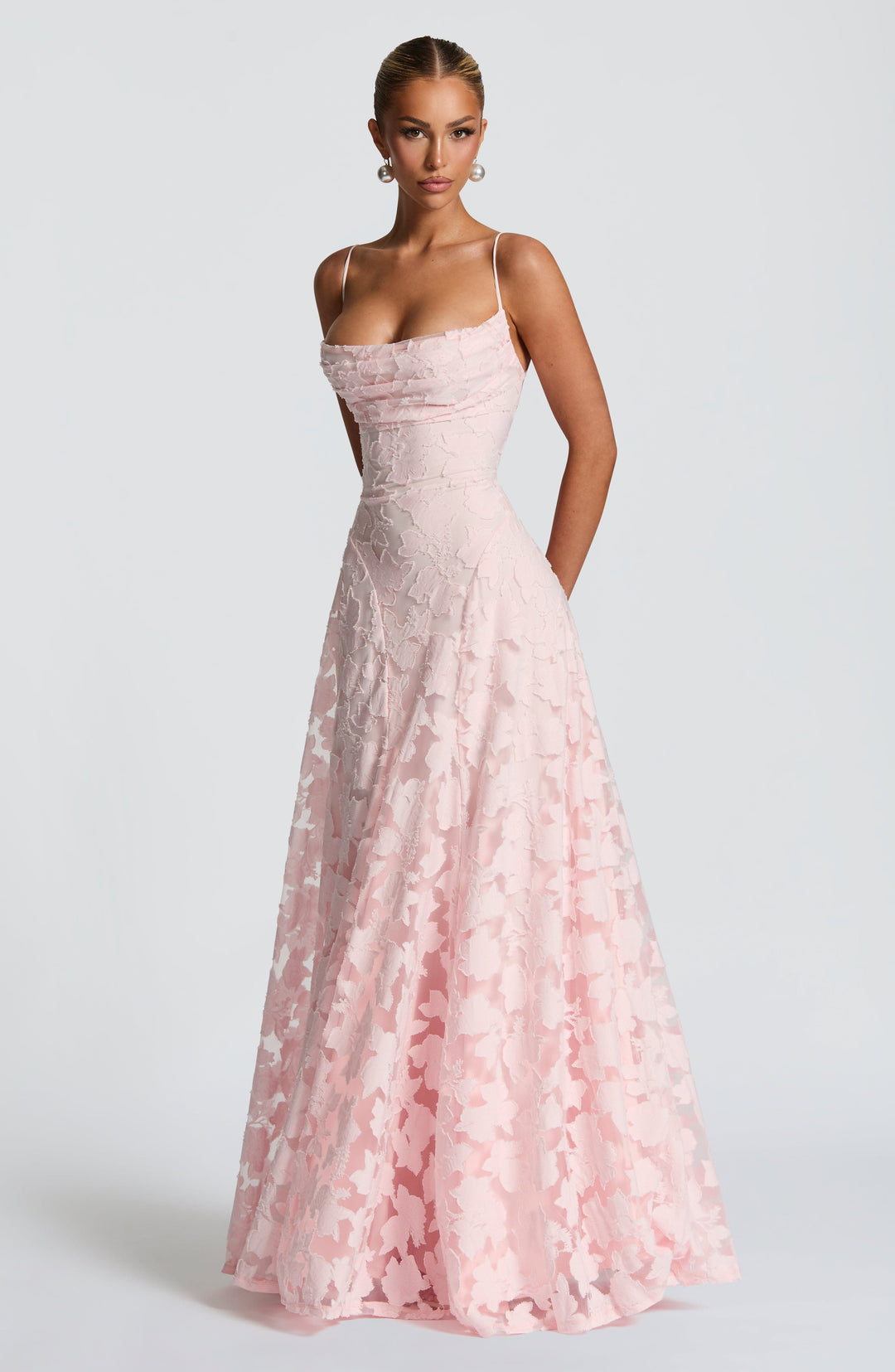 Alona - Floral Lace Maxi Dress with Spaghetti Straps