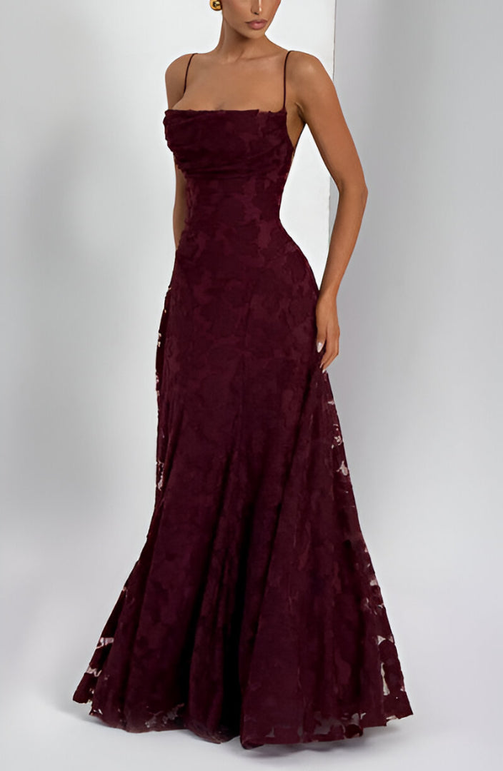Alona - Floral Lace Maxi Dress with Spaghetti Straps