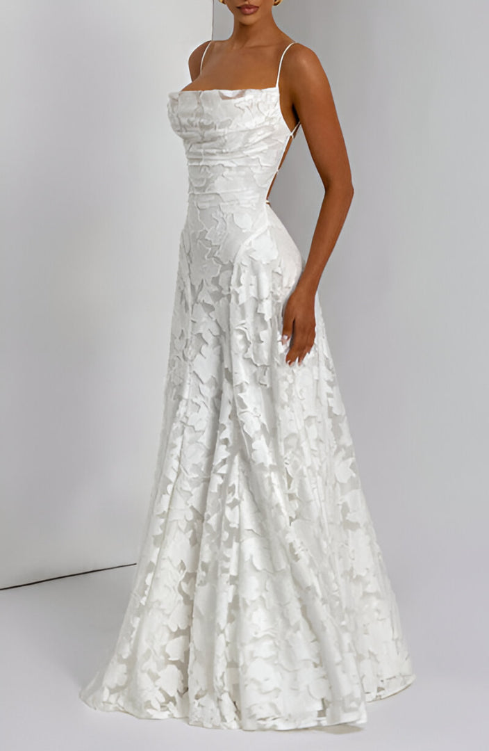 Alona - Floral Lace Maxi Dress with Spaghetti Straps