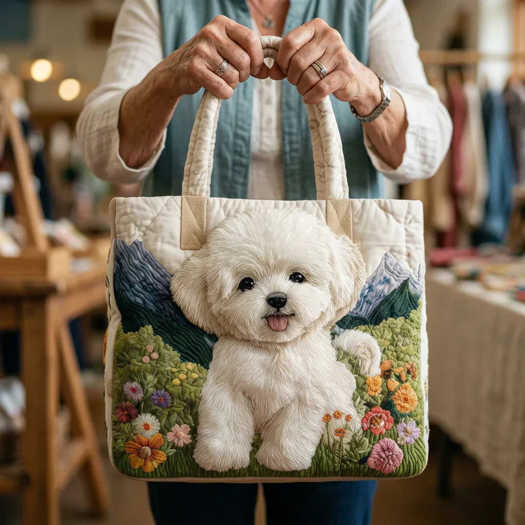 Wilairat - Cute Puppy Quilted Shoulder Tote Bag