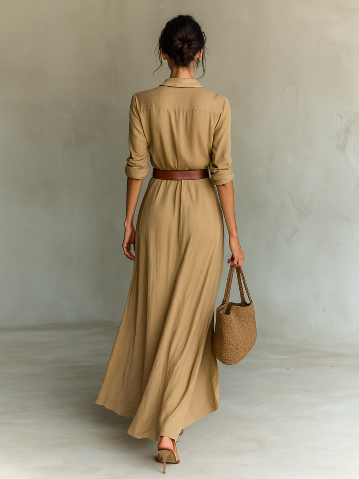 Moona - Long Sleeves Lapels Dress
