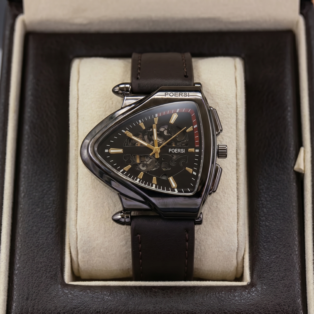 Narciso - Triangular Skeleton Leather Watch
