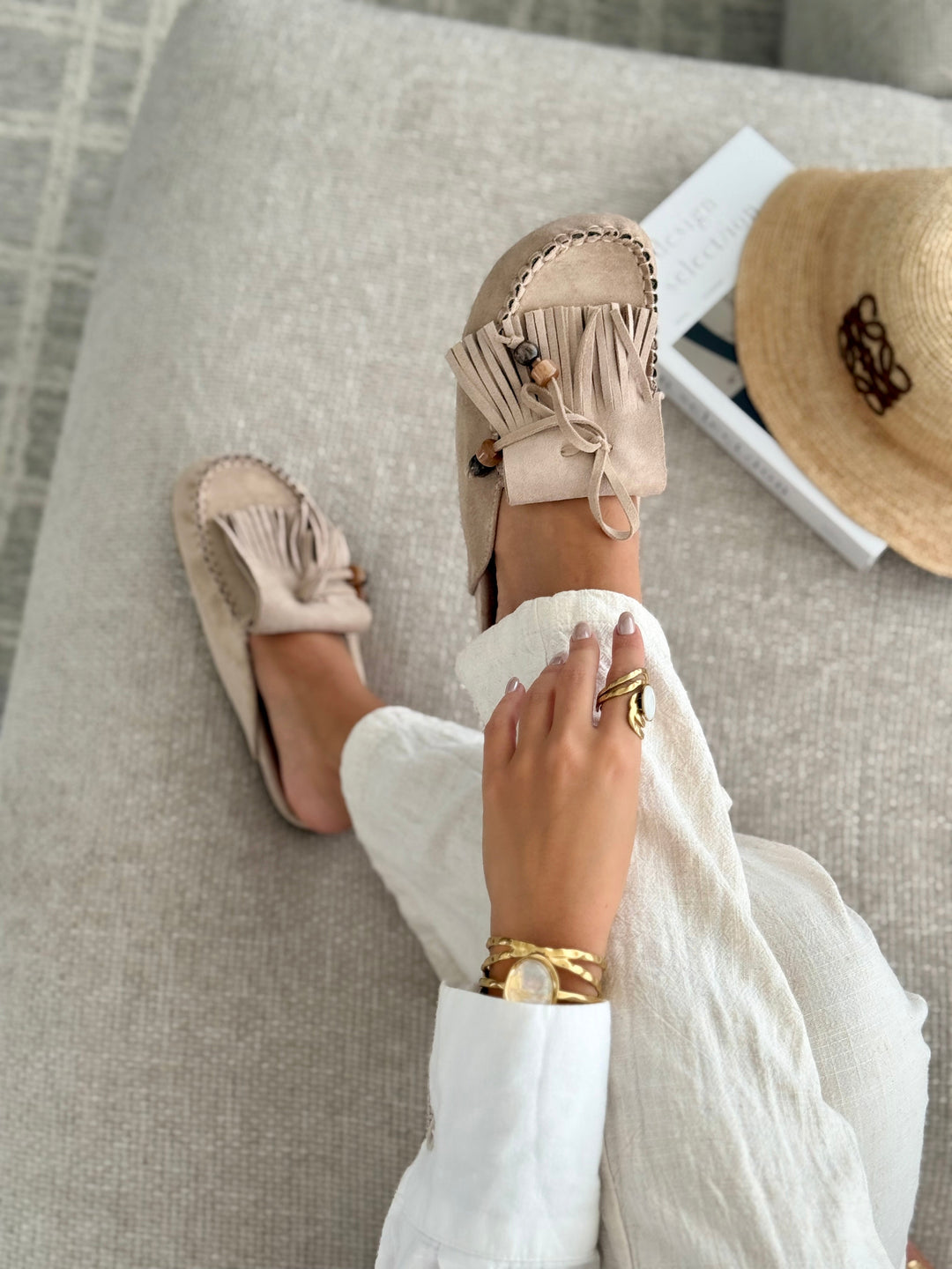 Rouss - Dove Fringe Mules