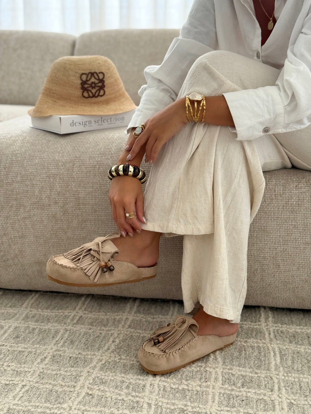 Rouss - Dove Fringe Mules