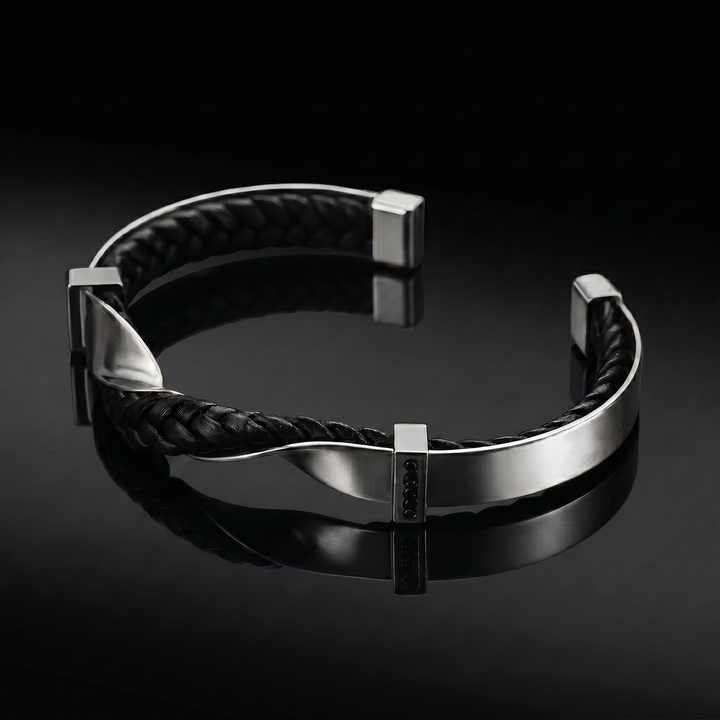 Kayel - Braided Leather Cuff Bracelet