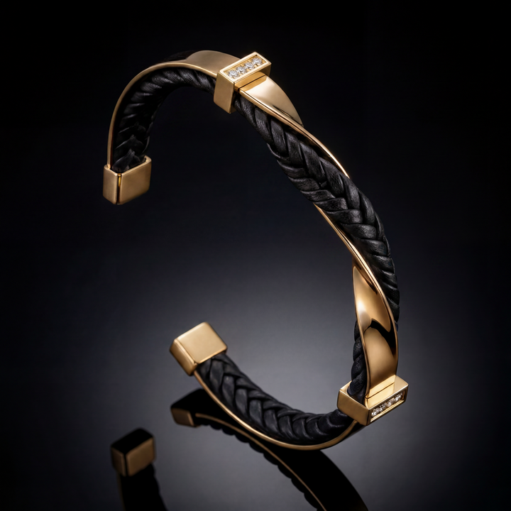 Kayel - Braided Leather Cuff Bracelet
