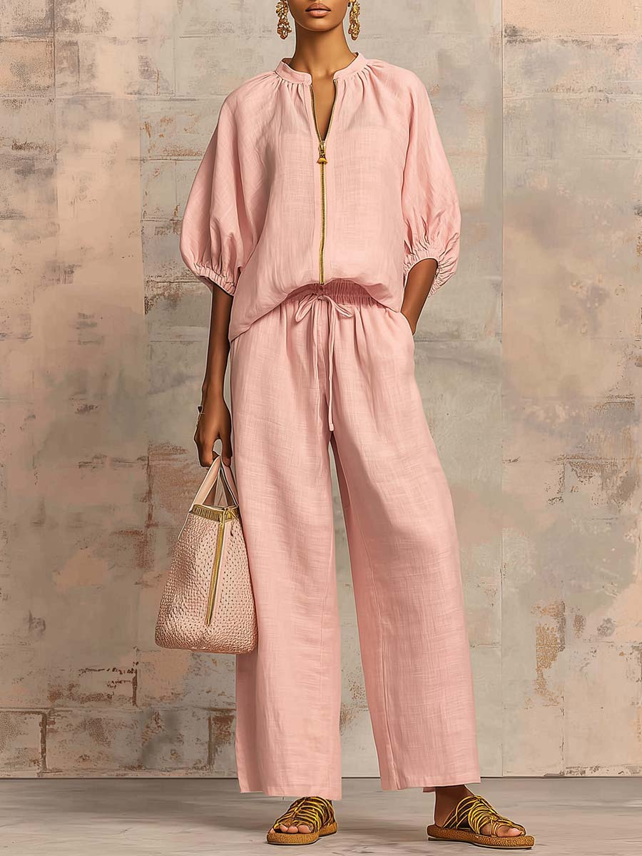 Alysha - Elegant Two-Piece Cotton And Linen Set