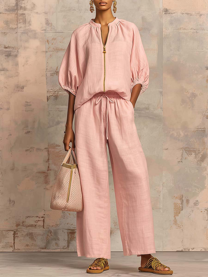 Alysha - Elegant Two-Piece Cotton And Linen Set