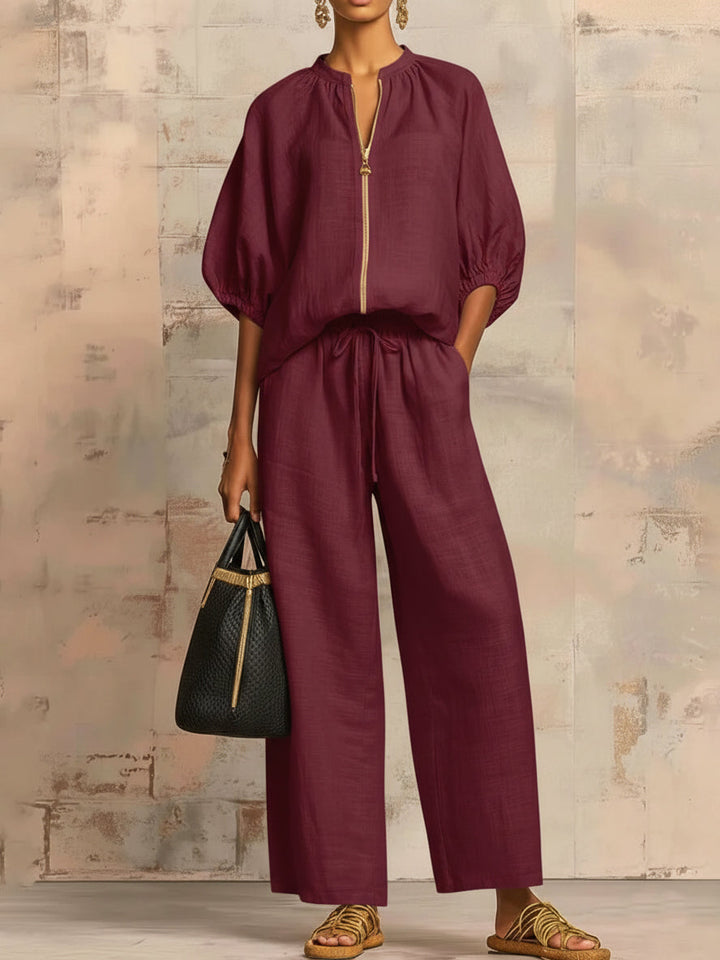 Alysha - Elegant Two-Piece Cotton And Linen Set