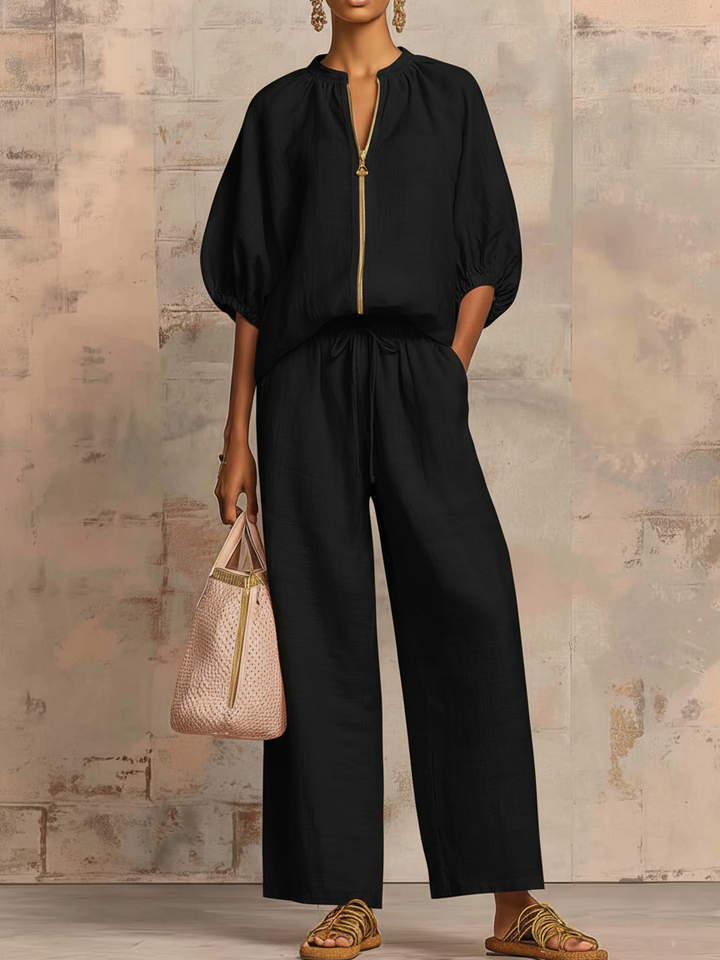 Alysha - Elegant Two-Piece Cotton And Linen Set