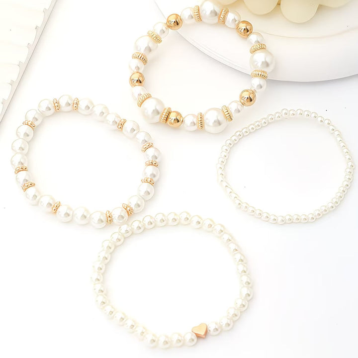 Adelen - Pearl Stacking Bracelet Set of 4