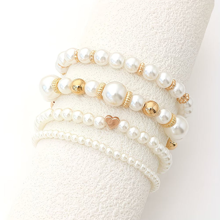 Adelen - Pearl Stacking Bracelet Set of 4
